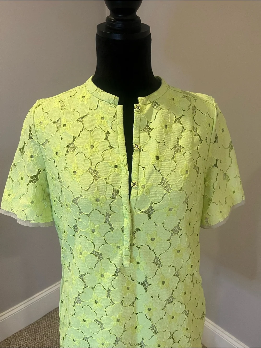 NWOT Diane von Furstenberg Neon Yellow Warner dress- size 6 - Picture 3 of 10